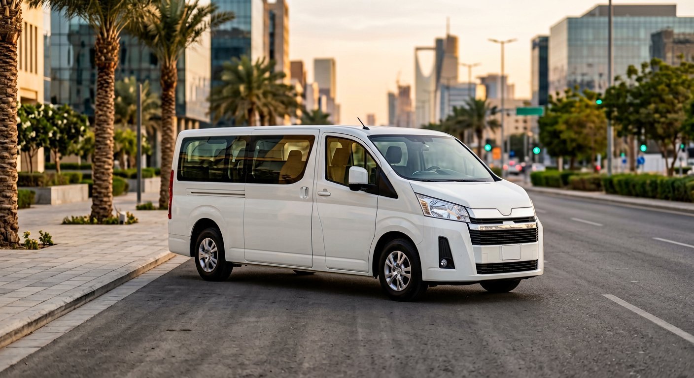 12 Seater Toyota Hiace Van rental in Riyadh with driver — 600 SAR per day — Aura Bus Rental