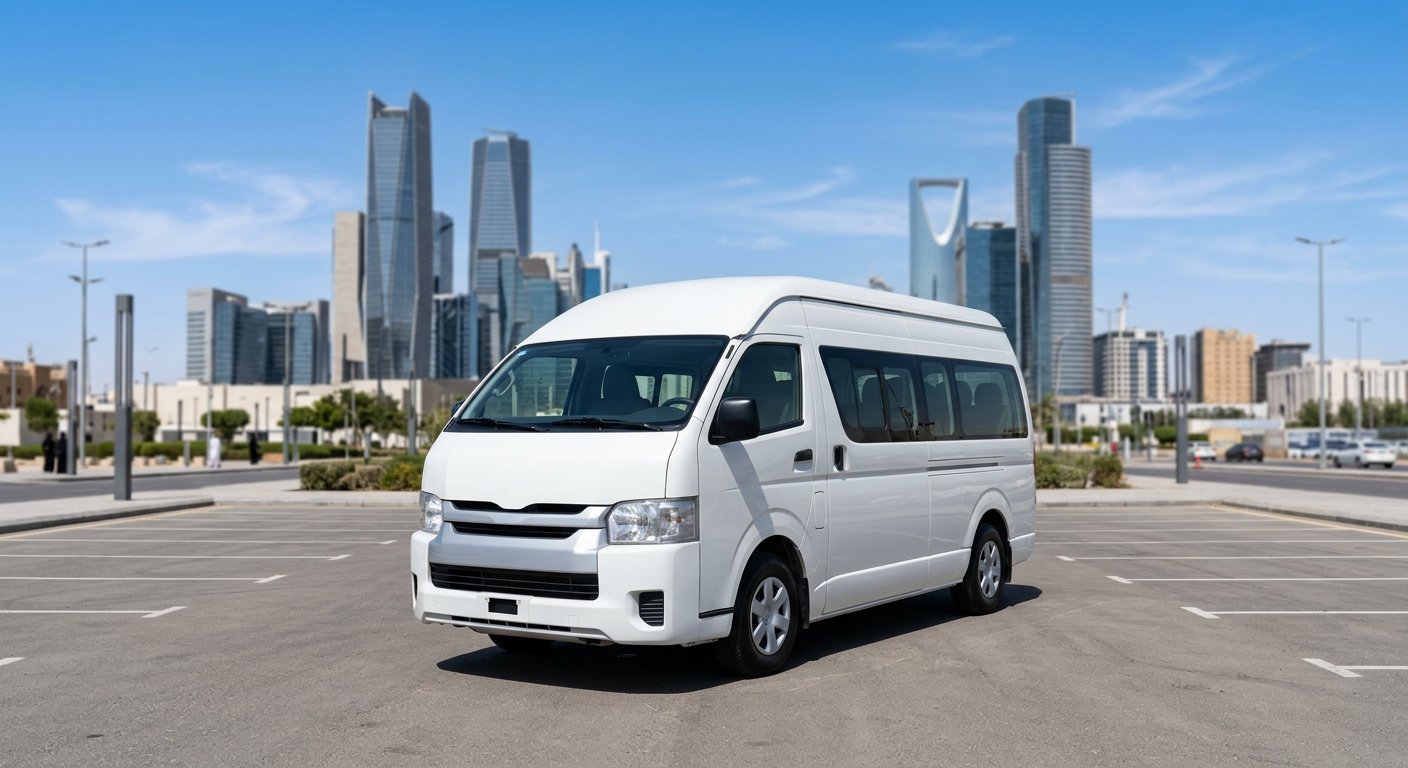 14 Seater Toyota Hiace High Roof rental in Riyadh with driver — 600 SAR per day — Aura Bus Rental